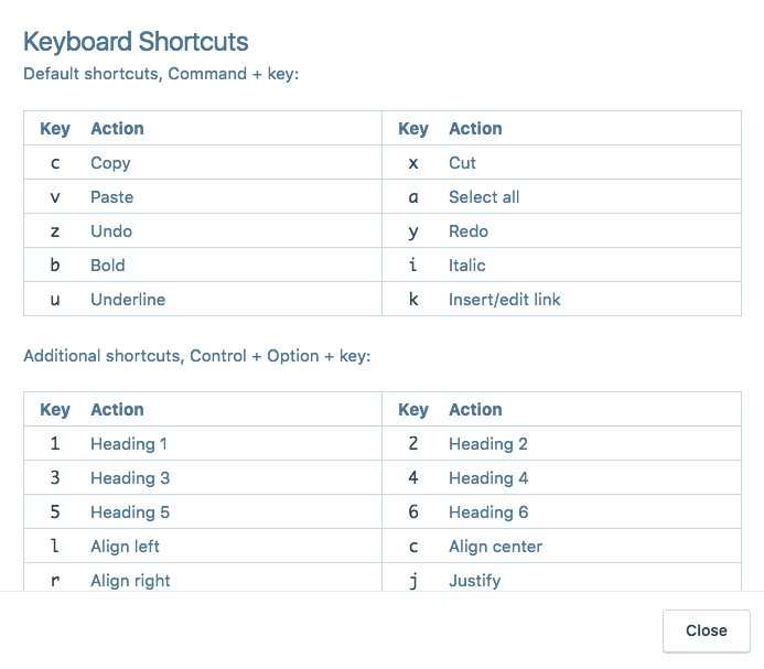 Image of keyboard shortcuts