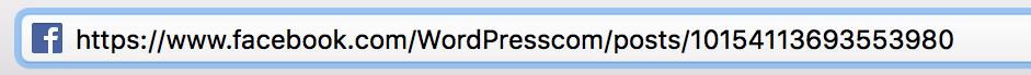 A facebook post URL shown in a browser's address bar.
