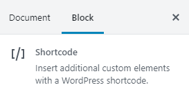 Barra lateral del editor de bloques de shortcodes