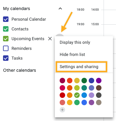 Google Calendar: settings and sharing