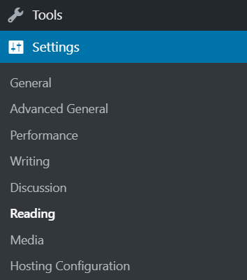 Settings → Reading in the dashboard