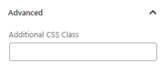 La sección Avanzado te permite añadir una clase CSS al bloque.