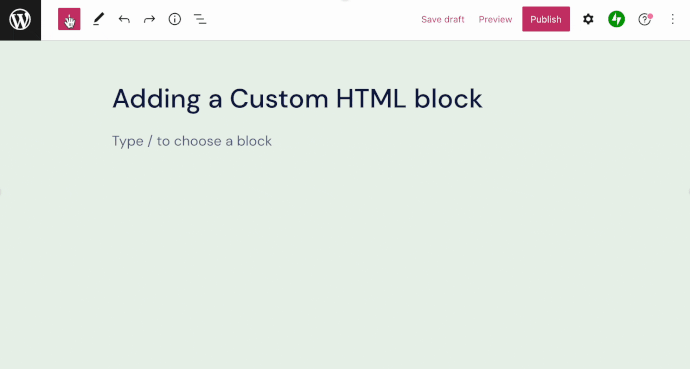 Adding a Custom HTML block.
