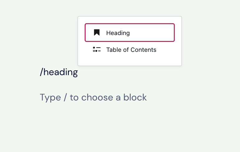 Eğik çizgi ekleyiciyi kullanarak Başlık bloku ekleme.