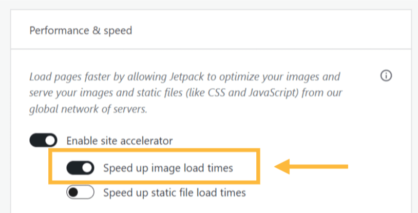 The option to speed up image load times is highlighted.