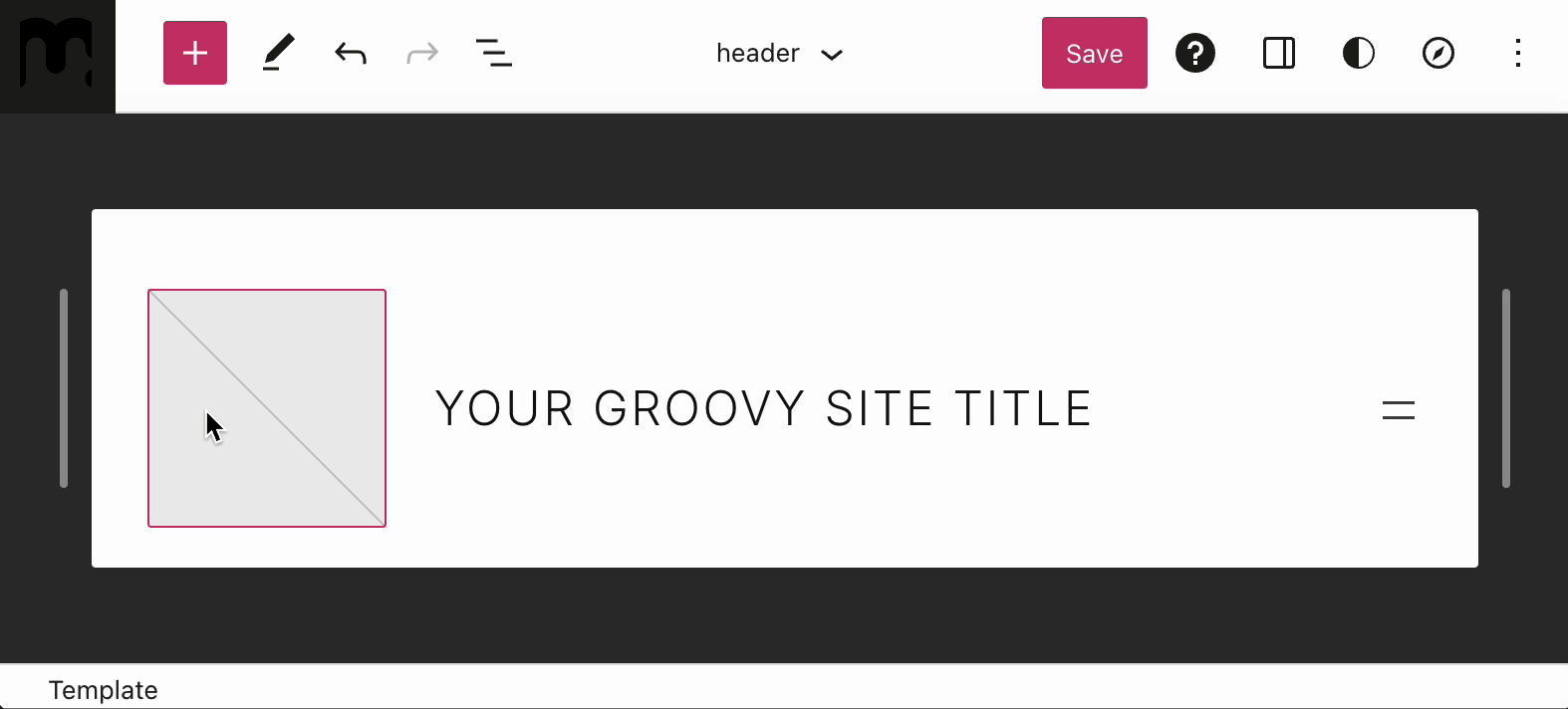 Clicking the logo place holder and selecting an image to add to the logo section of the header. 