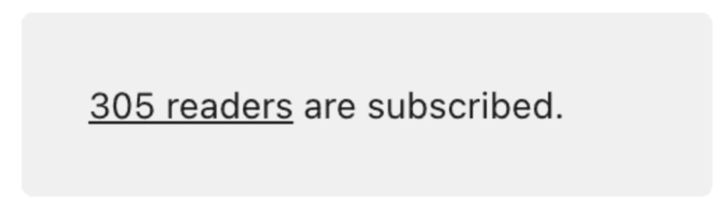 An indicator showing 305 subscribers in the Subscribe block settings