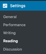 Under Settings, Reading is highlighted.