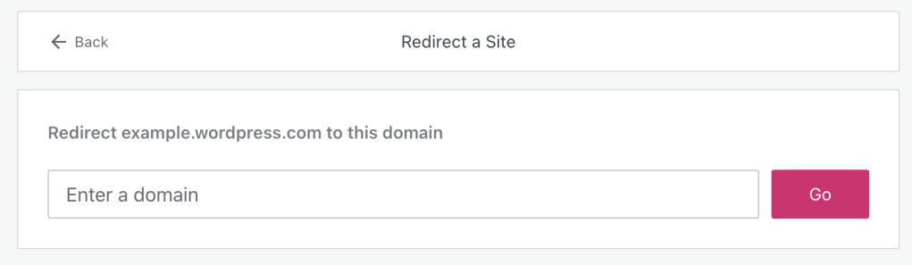 The Site Redirect form.