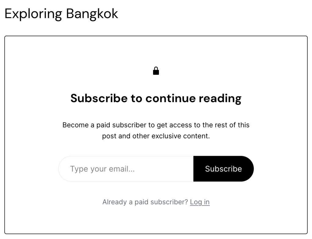 Non-subscriber view - When access settings are used.