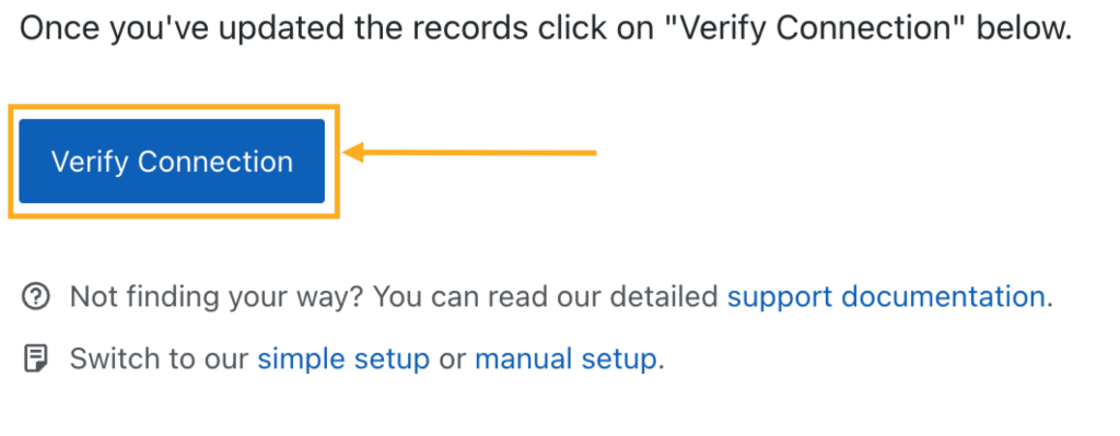 An arrow pointing to the Verify Connection button on the final step. 