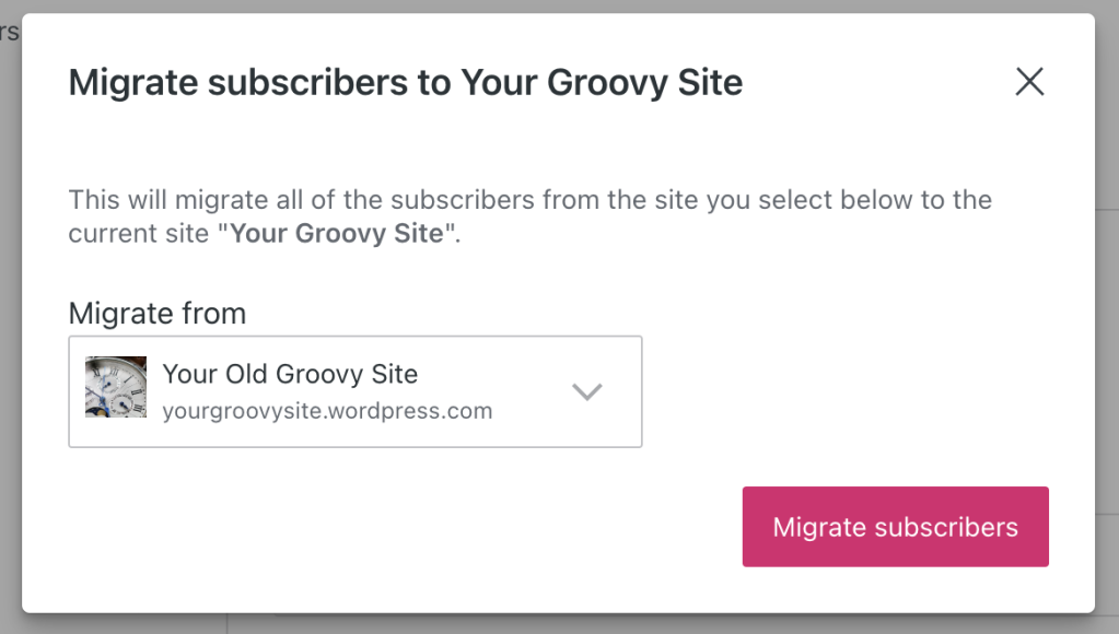 Choosing which site to move subscribers from.