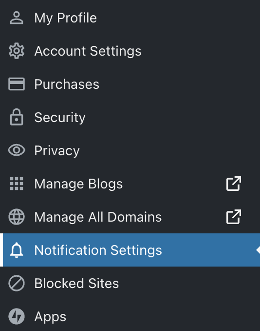 Notification settings is highlighted in blue.