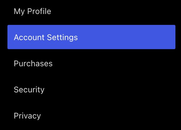 The Account Settings option highlighted in blue