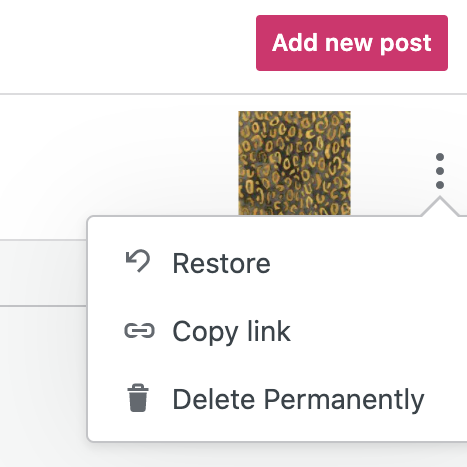 When clicking the three dots from any Trashed page or post, Restore is the first choice.